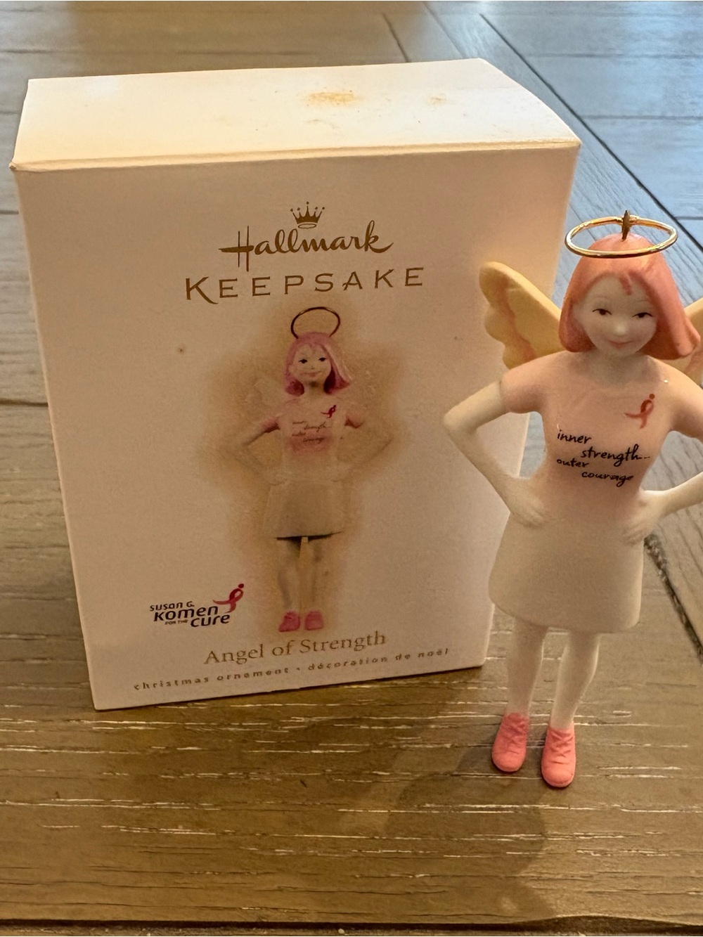 Hallmark Pink Susan G Komen, Angel Figurine Ornament with Gold Halo